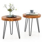 Brown Teak Wood & Metal End Table – Round / Square / Rectangular, 1-Person Use