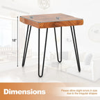 Brown Teak Wood & Metal End Table – Round / Square / Rectangular, 1-Person Use