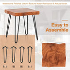 Brown Teak Wood & Metal End Table – Round / Square / Rectangular, 1-Person Use