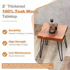 Brown Teak Wood & Metal End Table – Round / Square / Rectangular, 1-Person Use