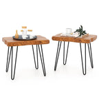 Brown Teak Wood & Metal End Table – Round / Square / Rectangular, 1-Person Use
