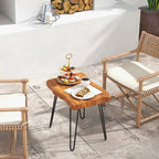 Brown Teak Wood & Metal End Table – Round / Square / Rectangular, 1-Person Use