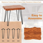 Brown Teak Wood & Metal End Table – Round / Square / Rectangular, 1-Person Use