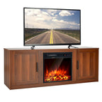 Natural 58" TV Stand with 18" Electric Fireplace Insert, Fits TVs up to 65"