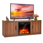 Natural 58" TV Stand with 18" Electric Fireplace Insert, Fits TVs up to 65"