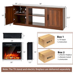 Natural 58" TV Stand with 18" Electric Fireplace Insert, Fits TVs up to 65"