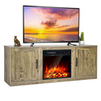Natural 58" TV Stand with 18" Electric Fireplace Insert, Fits TVs up to 65"