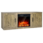 Natural 58" TV Stand with 18" Electric Fireplace Insert, Fits TVs up to 65"
