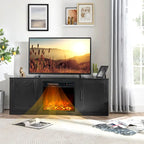 Natural 58" TV Stand with 18" Electric Fireplace Insert, Fits TVs up to 65"