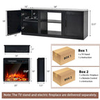 Natural 58" TV Stand with 18" Electric Fireplace Insert, Fits TVs up to 65"