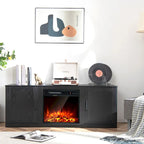 Natural 58" TV Stand with 18" Electric Fireplace Insert, Fits TVs up to 65"