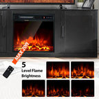 Natural 58" TV Stand with 18" Electric Fireplace Insert, Fits TVs up to 65"