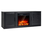 Natural 58" TV Stand with 18" Electric Fireplace Insert, Fits TVs up to 65"