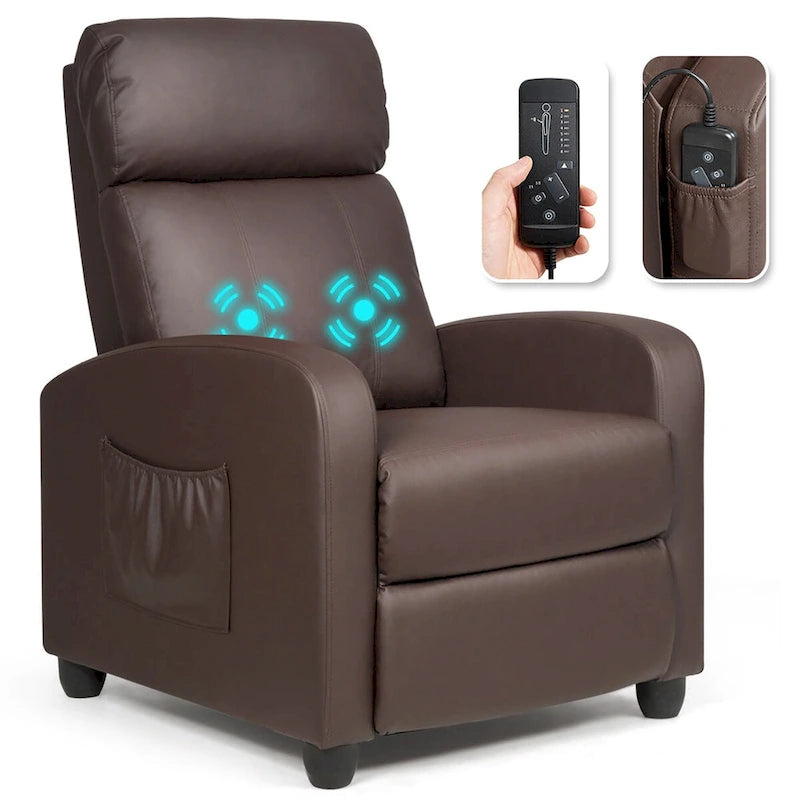 Brown / Black / Grey Fabric Recliner Massage Chair, Single Seat, 3-Position Adjustable