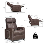 Brown / Black / Grey Fabric Recliner Massage Chair, Single Seat, 3-Position Adjustable