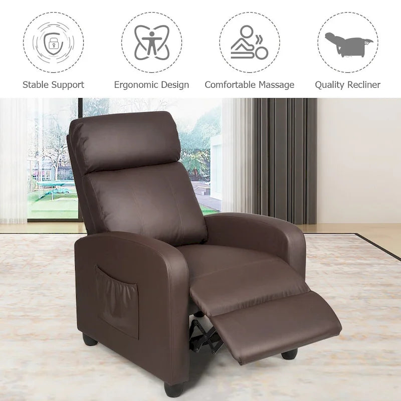 Brown / Black / Grey Fabric Recliner Massage Chair, Single Seat, 3-Position Adjustable