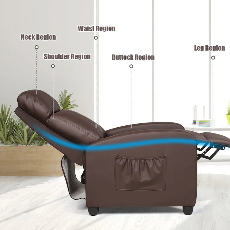 Brown / Black / Grey Fabric Recliner Massage Chair, Single Seat, 3-Position Adjustable