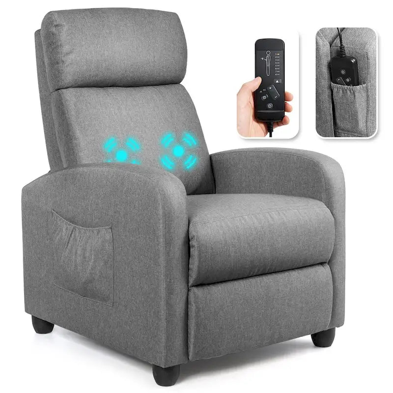 Brown / Black / Grey Fabric Recliner Massage Chair, Single Seat, 3-Position Adjustable