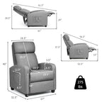 Brown / Black / Grey Fabric Recliner Massage Chair, Single Seat, 3-Position Adjustable