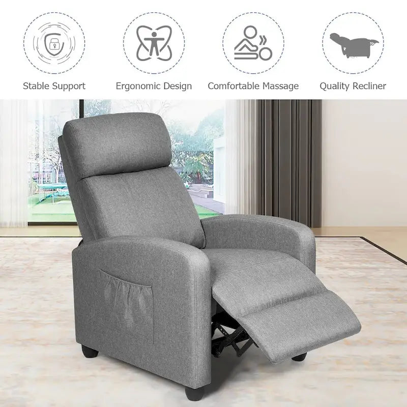 Brown / Black / Grey Fabric Recliner Massage Chair, Single Seat, 3-Position Adjustable