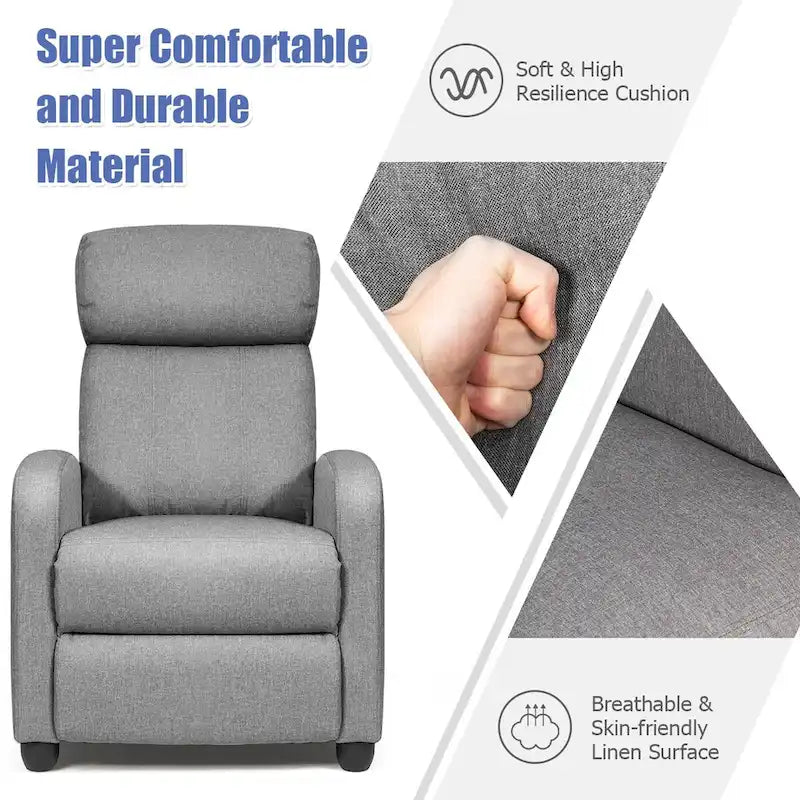 Brown / Black / Grey Fabric Recliner Massage Chair, Single Seat, 3-Position Adjustable