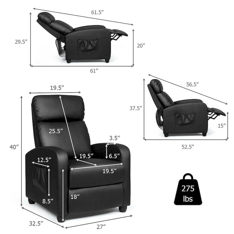Brown / Black / Grey Fabric Recliner Massage Chair, Single Seat, 3-Position Adjustable