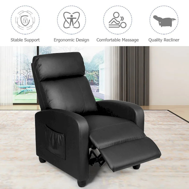 Brown / Black / Grey Fabric Recliner Massage Chair, Single Seat, 3-Position Adjustable