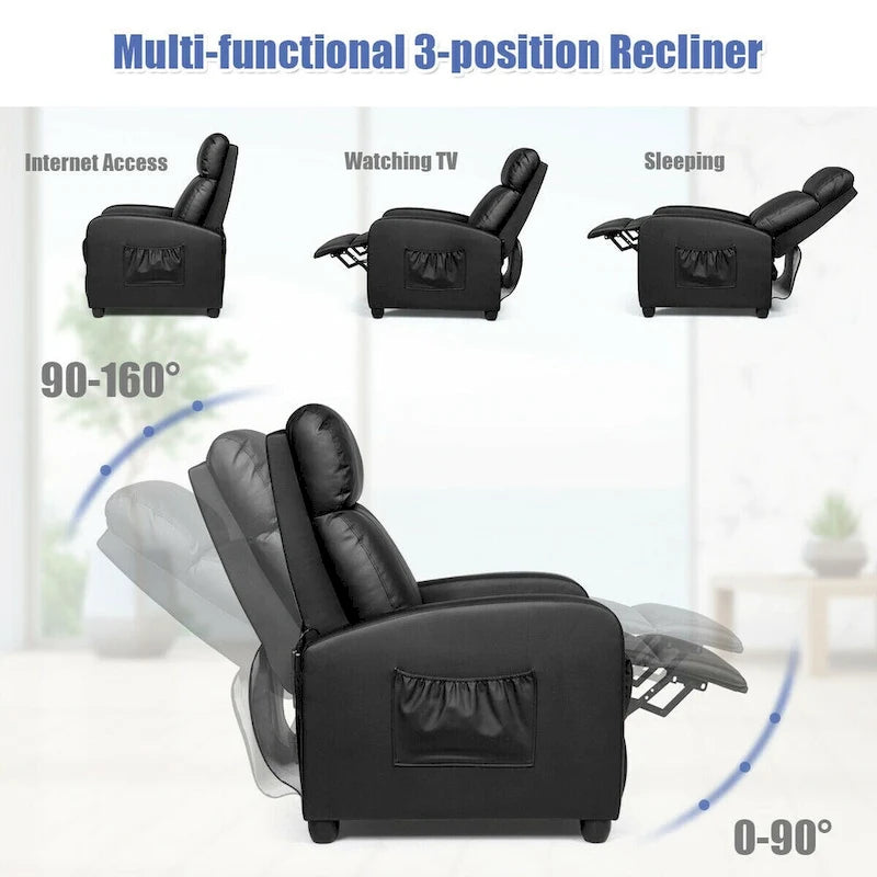 Brown / Black / Grey Fabric Recliner Massage Chair, Single Seat, 3-Position Adjustable