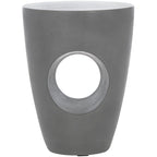Ivory / Dark Grey Concrete Round Accent Side Table, Indoor & Outdoor