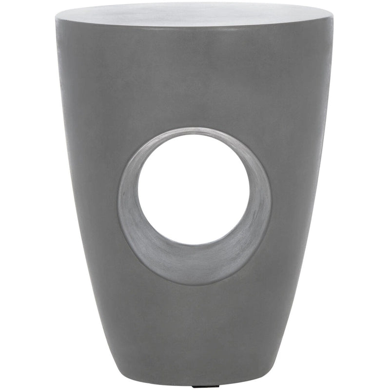 Ivory / Dark Grey Concrete Round Accent Side Table, Indoor & Outdoor