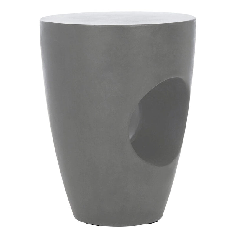 Ivory / Dark Grey Concrete Round Accent Side Table, Indoor & Outdoor