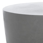 Ivory / Dark Grey Concrete Round Accent Side Table, Indoor & Outdoor