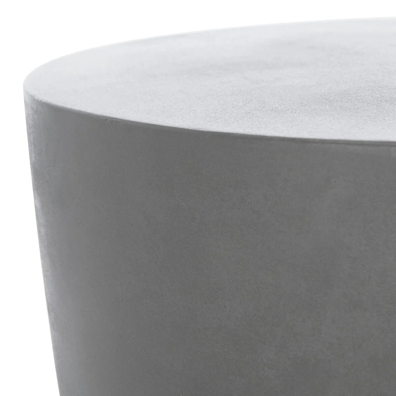 Ivory / Dark Grey Concrete Round Accent Side Table, Indoor & Outdoor