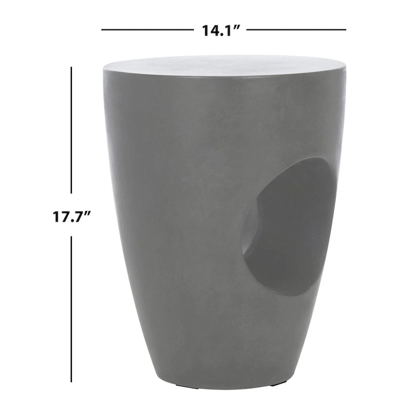 Ivory / Dark Grey Concrete Round Accent Side Table, Indoor & Outdoor