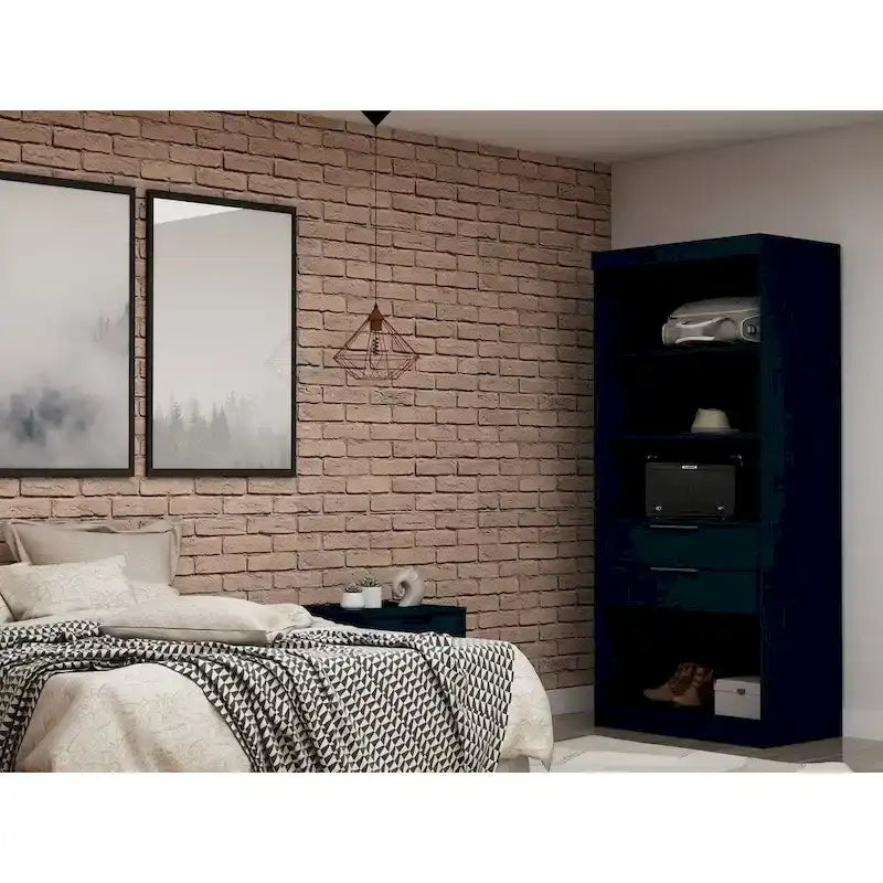 White / Brown / Midnight Blue Open Wardrobe Closet, 1-Person