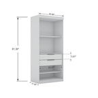 Armoire-penderie ouverte blanche / marron / bleu nuit, 1 personne