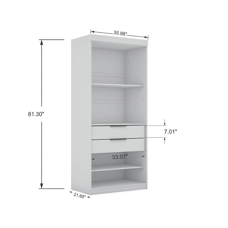 White / Brown / Midnight Blue Open Wardrobe Closet, 1-Person
