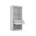 Armoire-penderie ouverte blanche / marron / bleu nuit, 1 personne