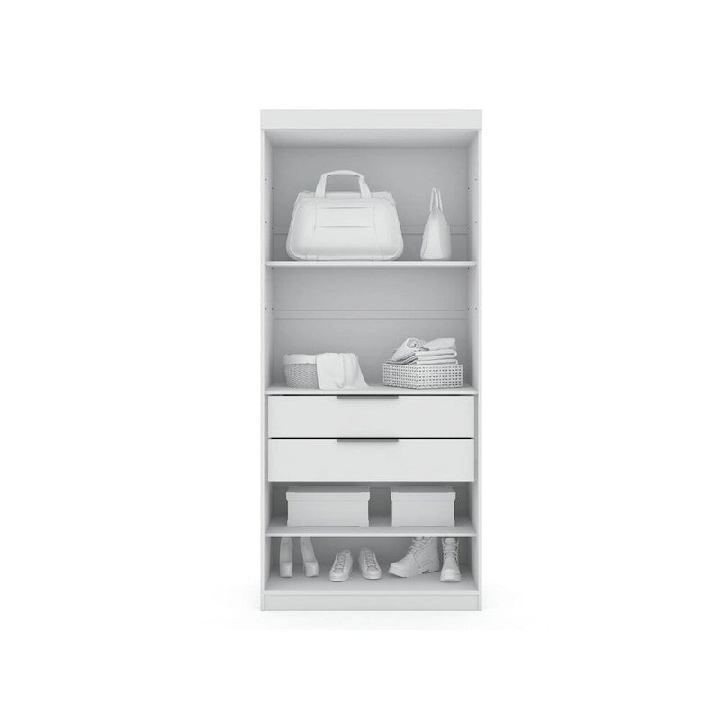 Armoire-penderie ouverte blanche / marron / bleu nuit, 1 personne