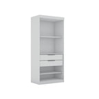 Armoire-penderie ouverte blanche / marron / bleu nuit, 1 personne