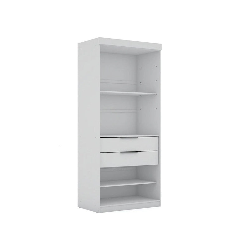 Armoire-penderie ouverte blanche / marron / bleu nuit, 1 personne