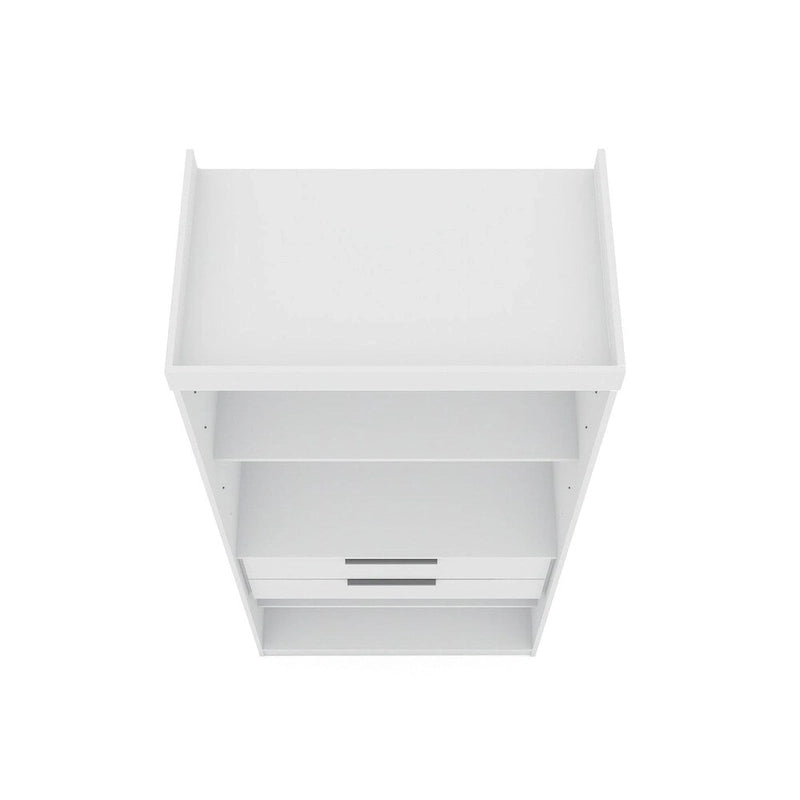Armoire-penderie ouverte blanche / marron / bleu nuit, 1 personne