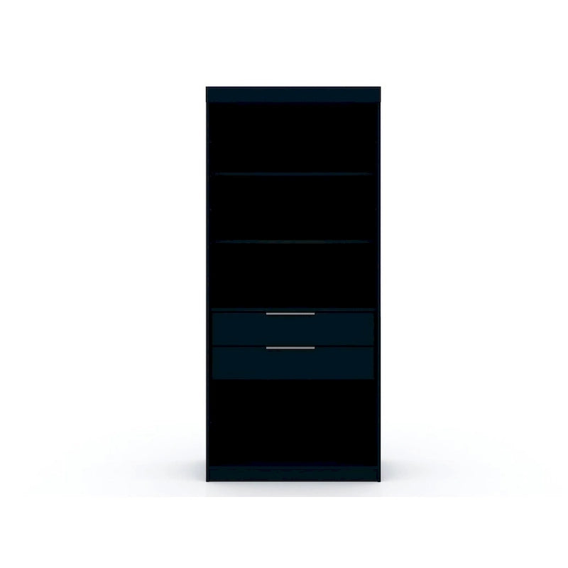 Armoire-penderie ouverte blanche / marron / bleu nuit, 1 personne