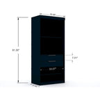 Armoire-penderie ouverte blanche / marron / bleu nuit, 1 personne