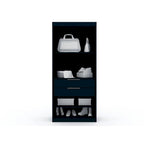 Armoire-penderie ouverte blanche / marron / bleu nuit, 1 personne