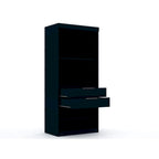 Armoire-penderie ouverte blanche / marron / bleu nuit, 1 personne