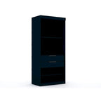 Armoire-penderie ouverte blanche / marron / bleu nuit, 1 personne