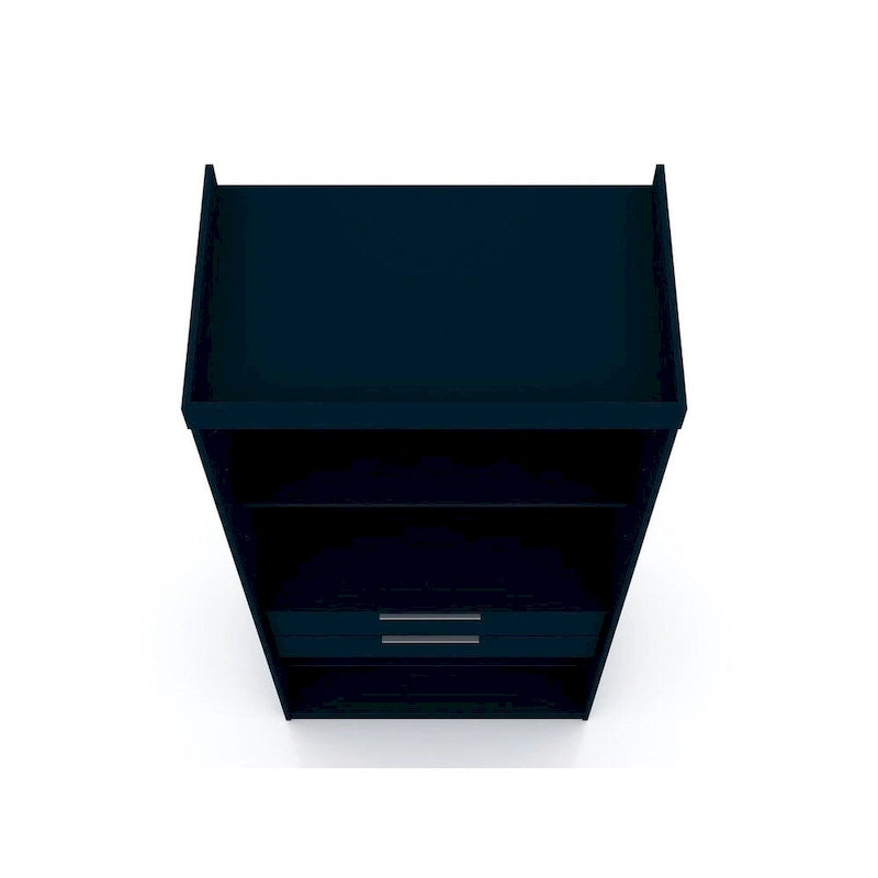 Armoire-penderie ouverte blanche / marron / bleu nuit, 1 personne