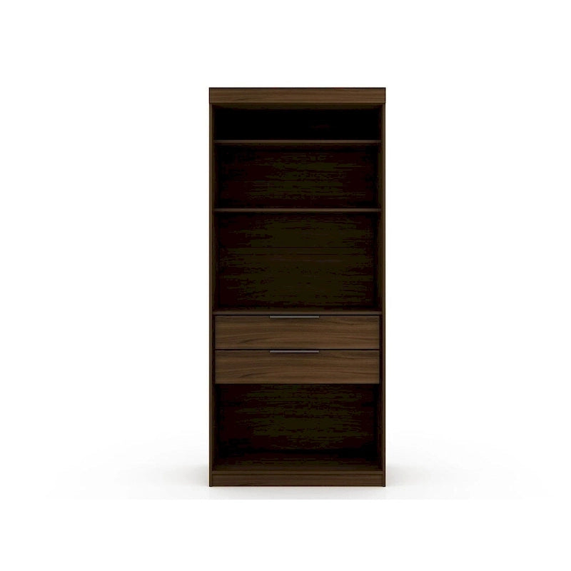 Armoire-penderie ouverte blanche / marron / bleu nuit, 1 personne
