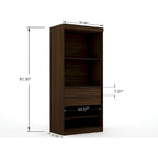 Armoire-penderie ouverte blanche / marron / bleu nuit, 1 personne